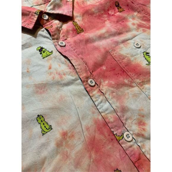 REPTAR RUGRATS Button Down Shirt-Tie Dye Red/Blue Cotton S/S EUC Small - Picture 2 of 5